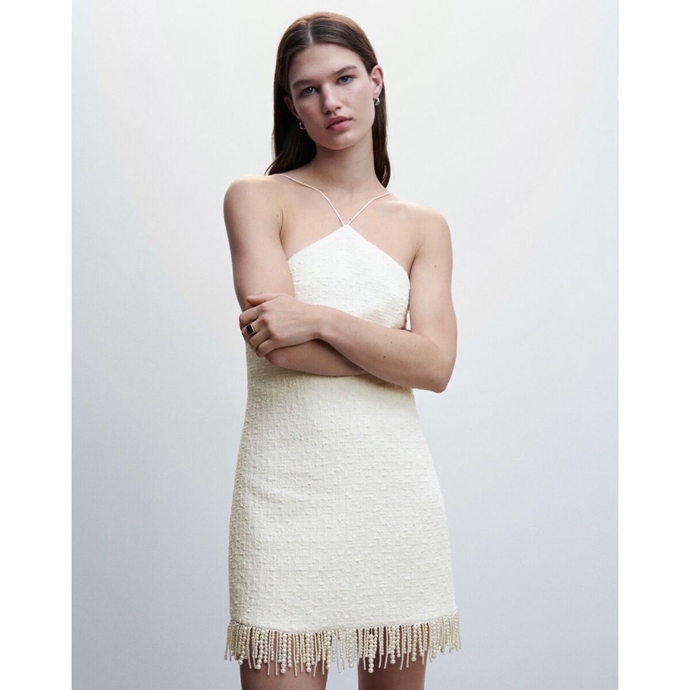 Elegant Cream Halter Dress